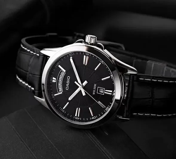 Casio Black Leather Black Dial Men's watch| MTP-1381L-1AVDF