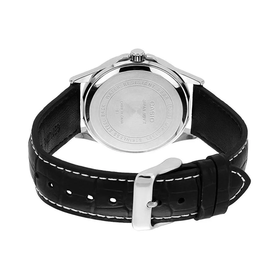 Casio Black Leather Black Dial Men's watch| MTP-1381L-1AVDF