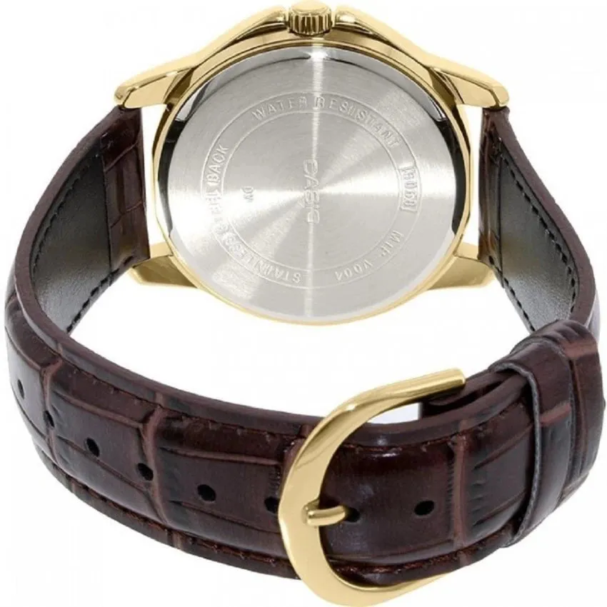 Casio Enticer Golden Dial Leather Men's Watch| MTP-V004GL-9AUDF