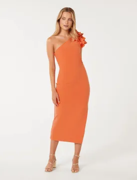 Celeste One Shoulder Ruffle Bodycon Dress