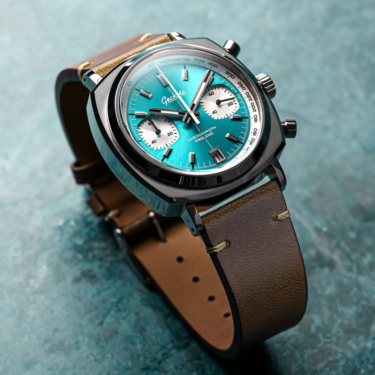 Chronotimer Aurora Chronograph Watch Aqua Sunburst