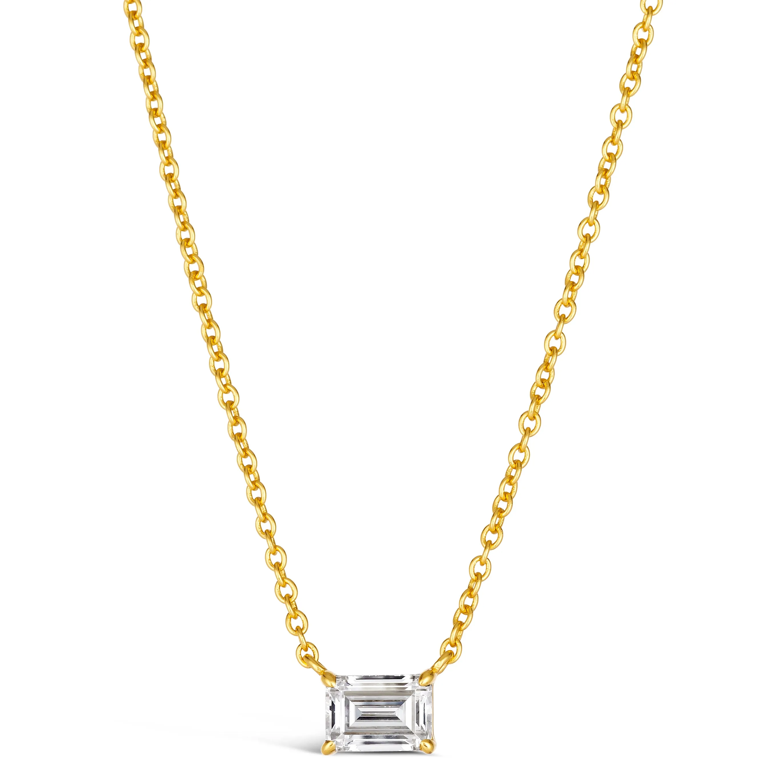 Classic Emerald Cut Solitaire Necklace