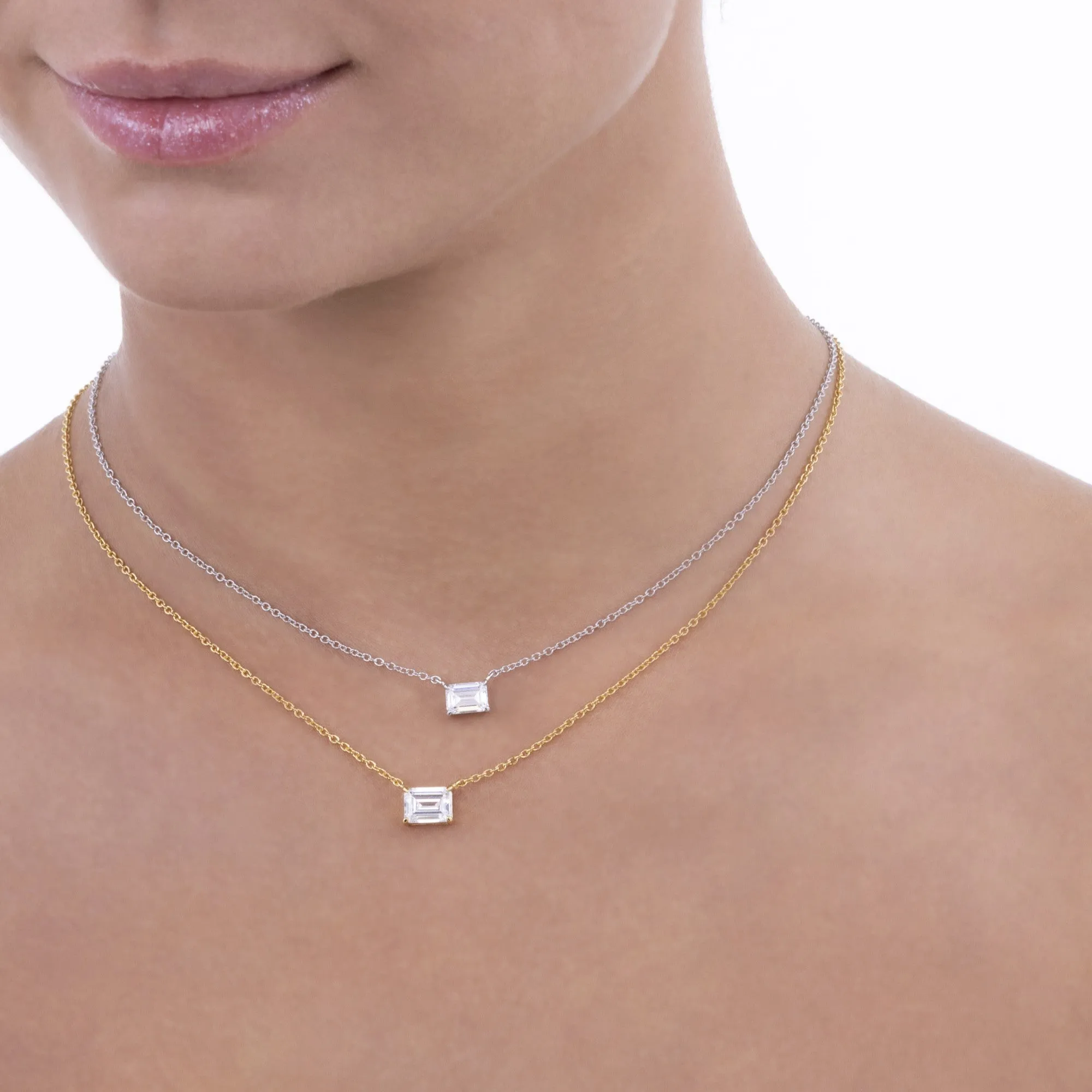 Classic Emerald Cut Solitaire Necklace