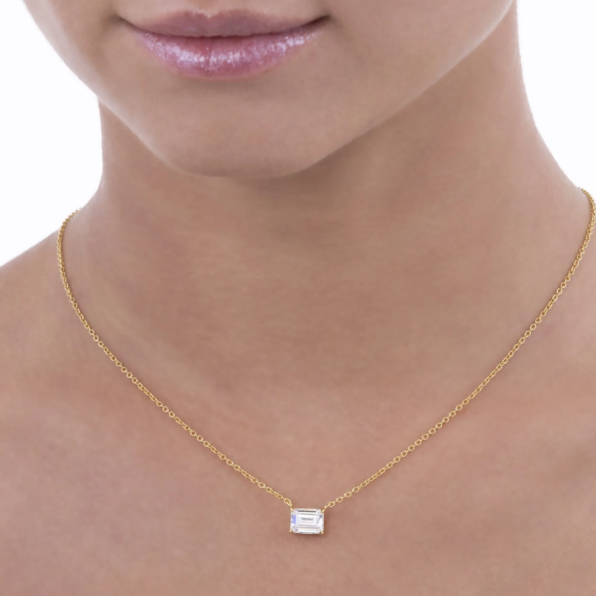 Classic Emerald Cut Solitaire Necklace