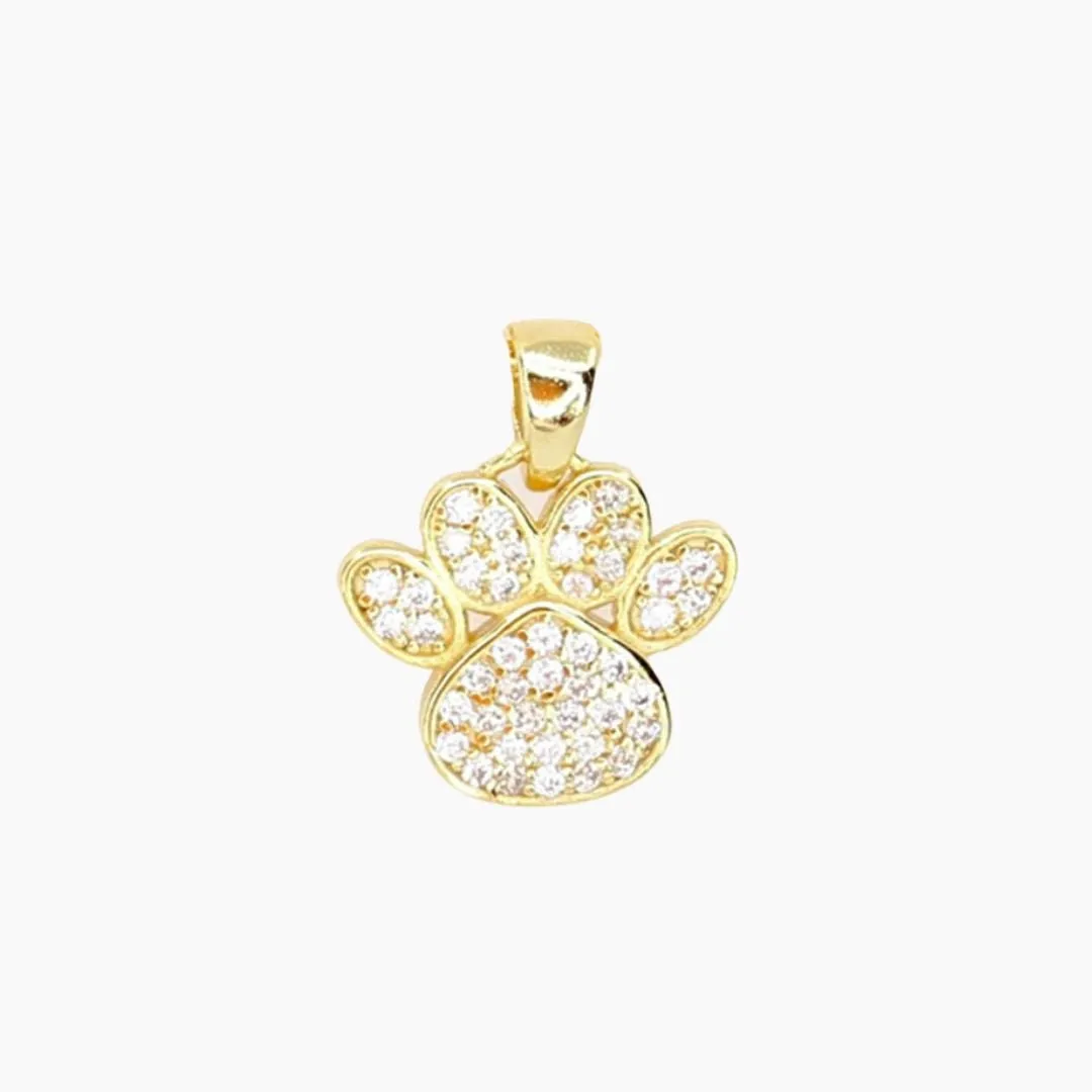 CZ Small Dog Paw Pendant (Gold)