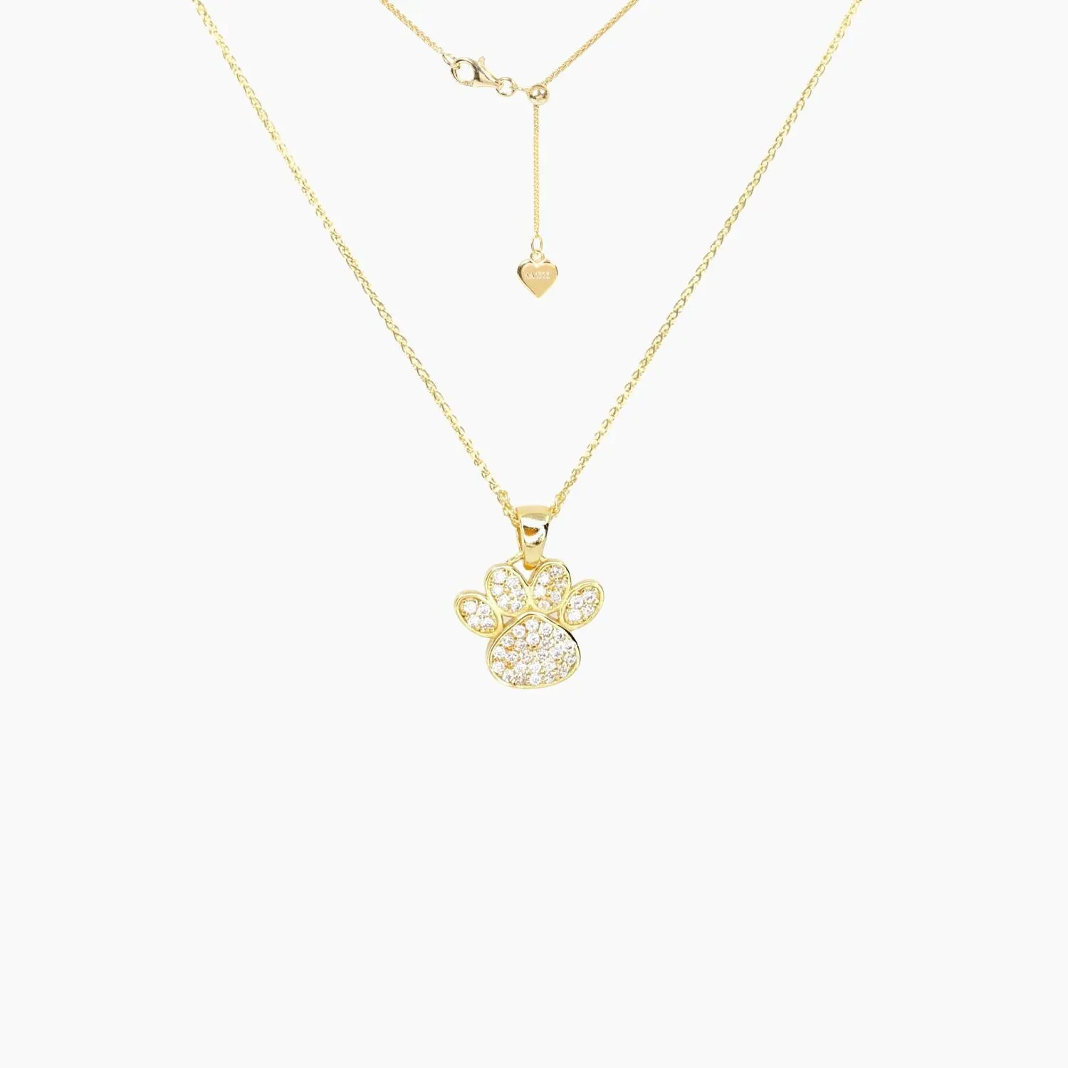 CZ Small Dog Paw Pendant (Gold)
