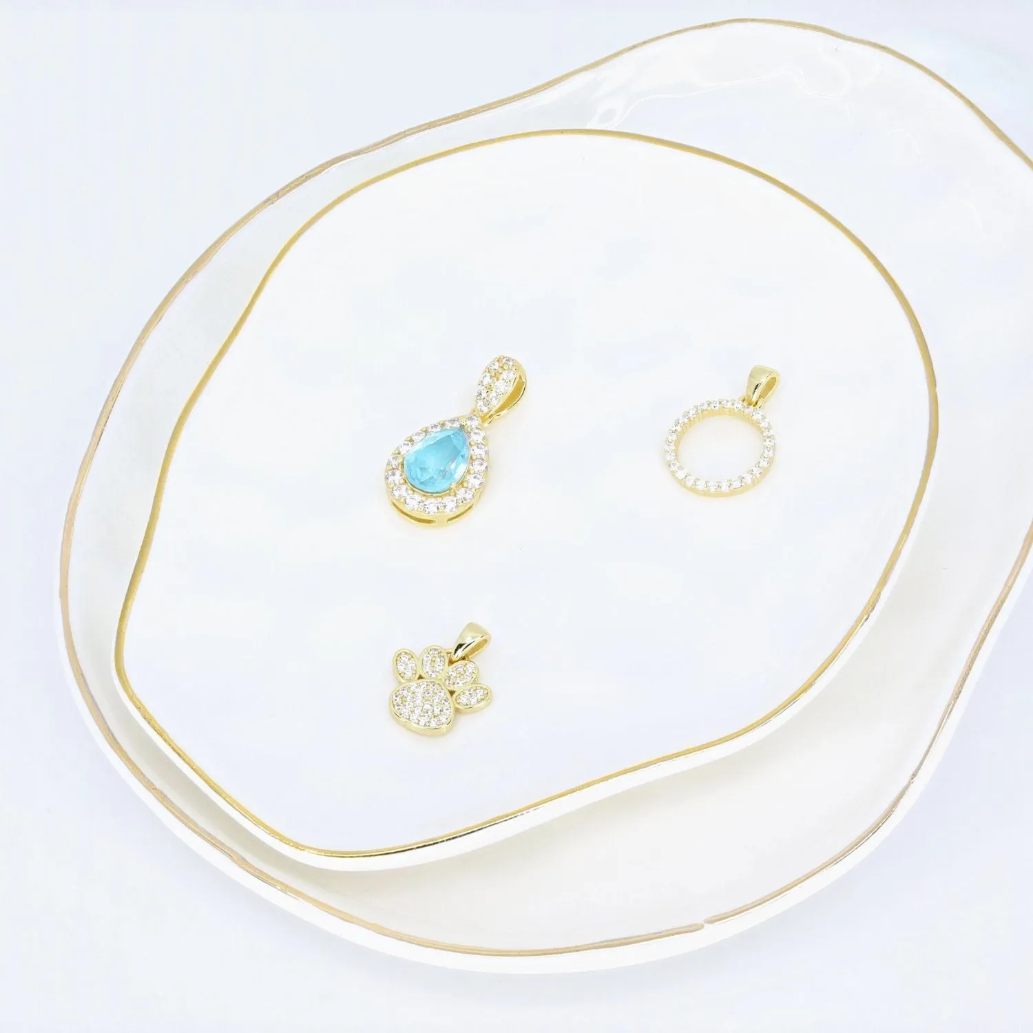 CZ Small Dog Paw Pendant (Gold)