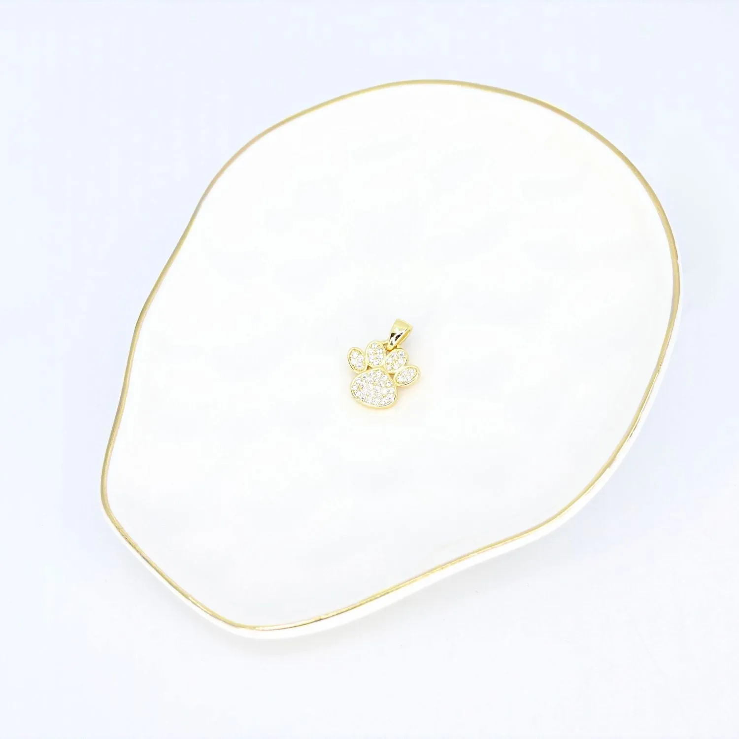 CZ Small Dog Paw Pendant (Gold)