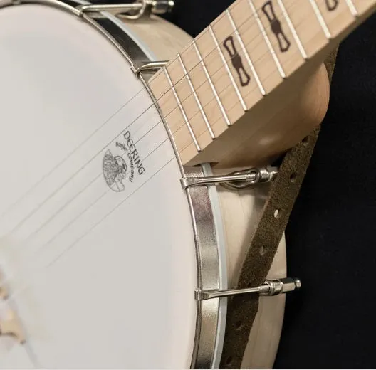 DEERING SOFT LEATHER CRADLE BANJO STRAP - SUEDED CARAMEL BROWN