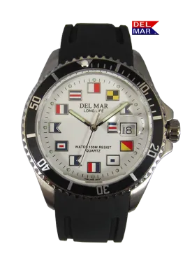 Del Mar Watches Catalina Sportstrap: Men's / Youth White Face, 46mm, 100m Water Resistant #50378