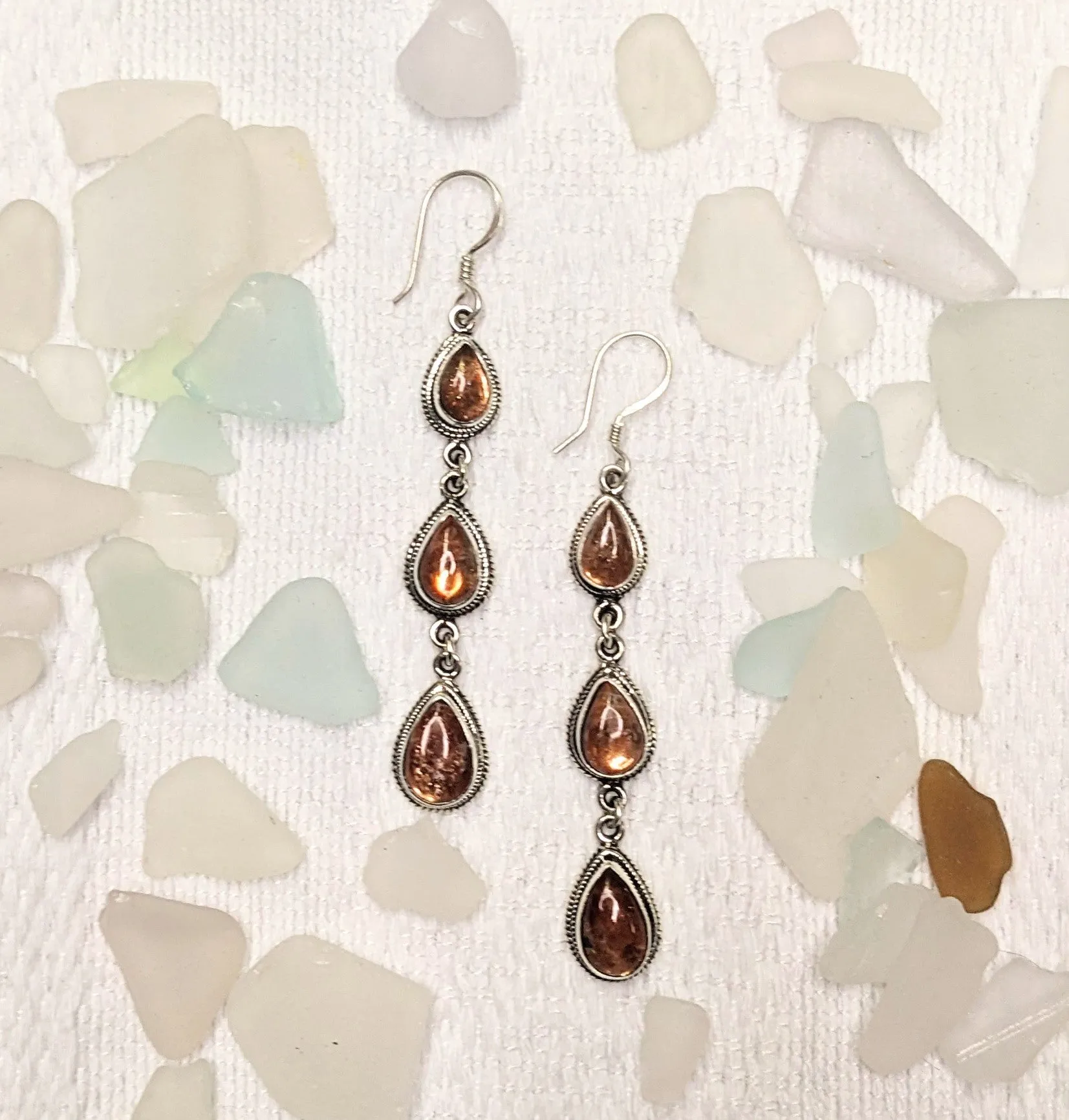 Elegant Sunstone Drop Earrings