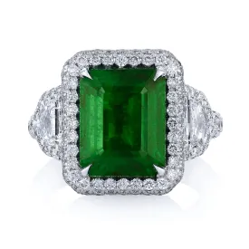 Emerald Micro Pave Diamond Ring