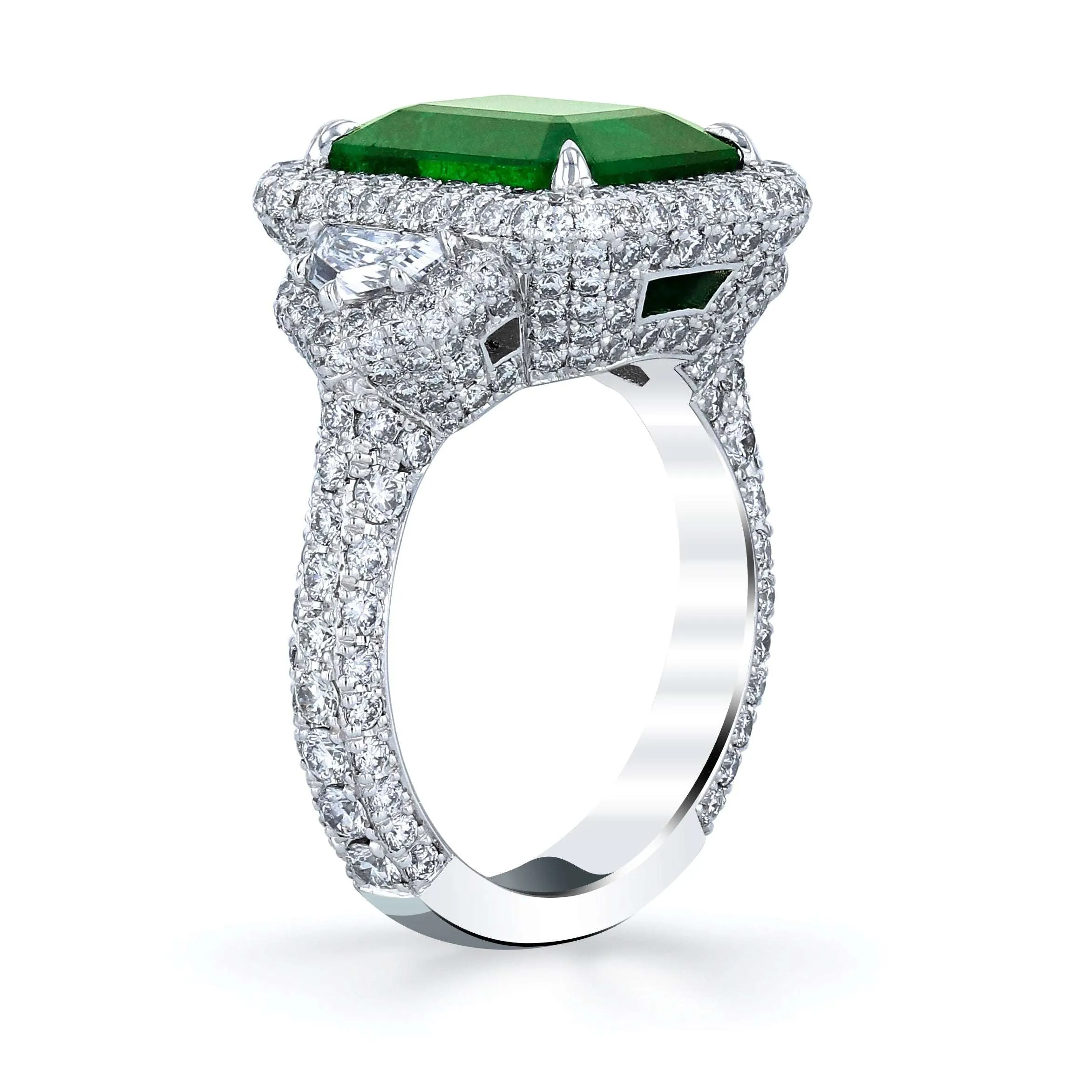 Emerald Micro Pave Diamond Ring