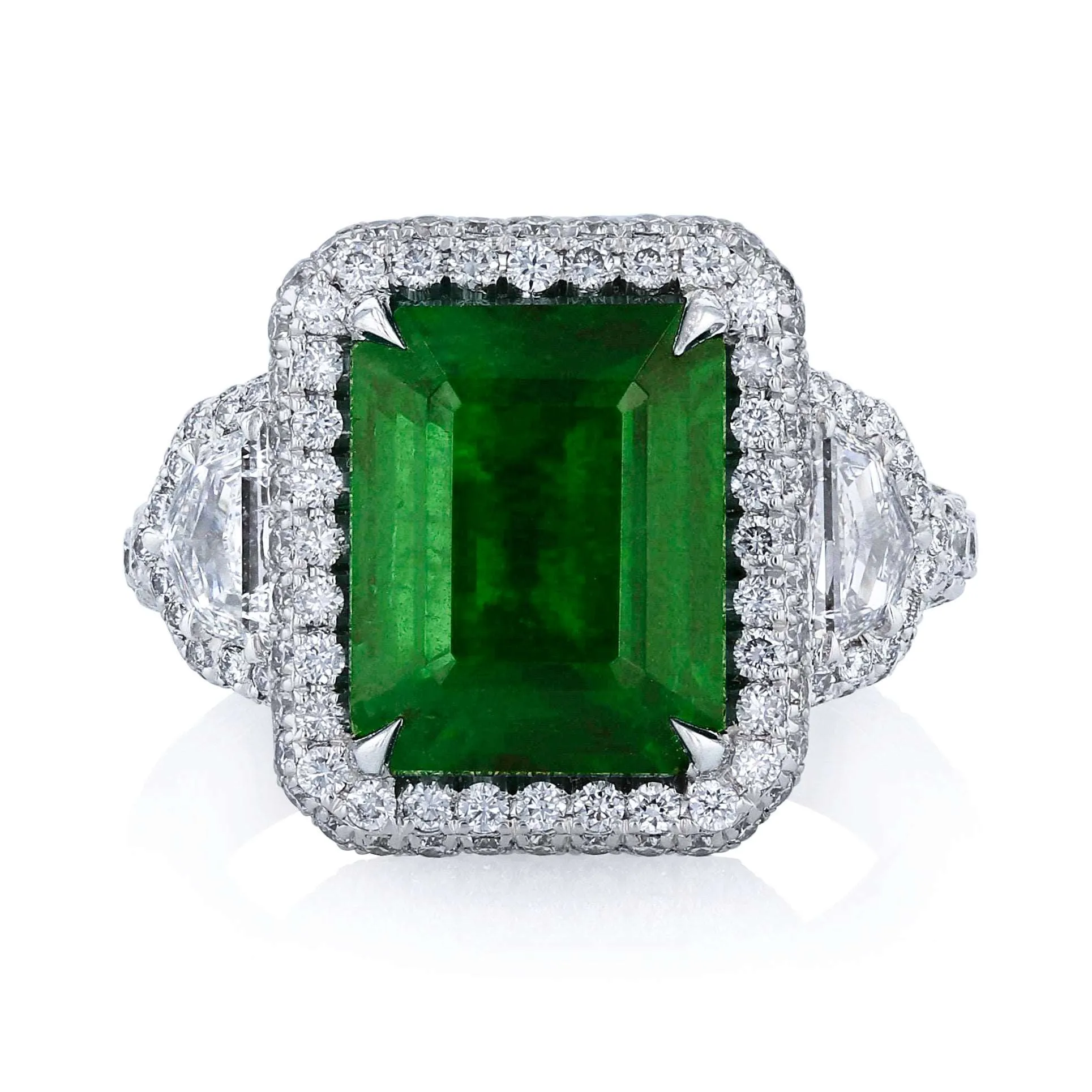 Emerald Micro Pave Diamond Ring