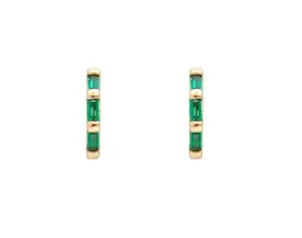 Fairley Emerald Crystal Baguette Huggies
