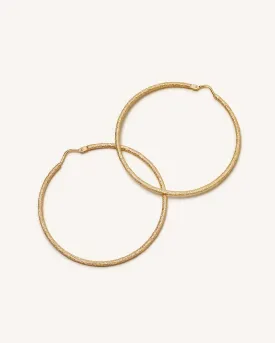 Florentine Finish Medium Thin Hoops