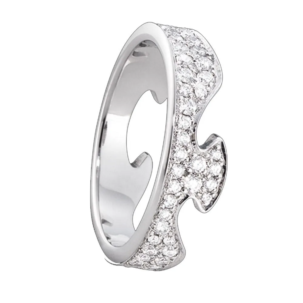 Georg Jensen Fusion White Gold With Pavé Diamonds End Ring 1370