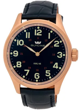 Glycine KMU 48 Kriegs Marine Uhren Rose Gold Plated Steel Mens Watch 3906.29AT LBK7D