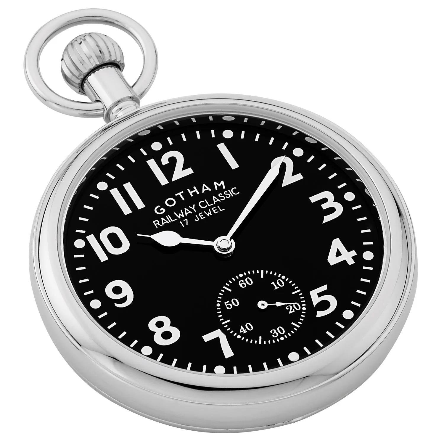 Gotham Men's Silver-Tone Mechanical Hand Wind Railroad Pocket Watch # GWC14104SB