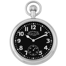 Gotham Men's Silver-Tone Mechanical Hand Wind Railroad Pocket Watch # GWC14104SB