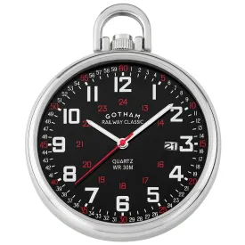 Gotham Men's Stainless Steel Analog Quartz Date Railroad Style Pocket Watch # GWC14107SB