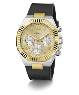 GUESS Mens Black 2-Tone Multi-function Watch