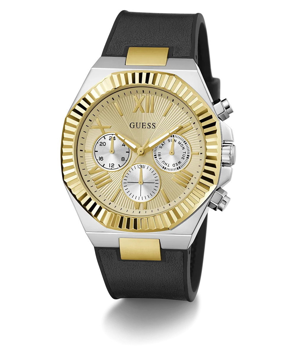 GUESS Mens Black 2-Tone Multi-function Watch