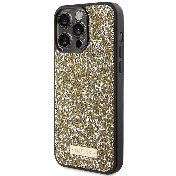 Guess Rhinestone Metal Logo Hard Case for iphone 15 Pro Max 6.7" Yellow - GUHCP15XPFGSBSD