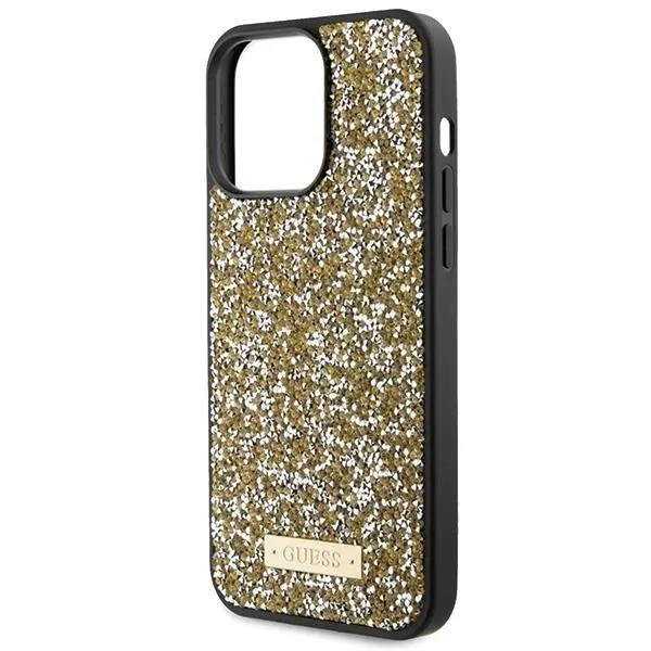 Guess Rhinestone Metal Logo Hard Case for iphone 15 Pro Max 6.7" Yellow - GUHCP15XPFGSBSD