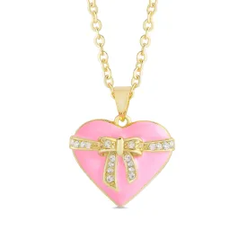 Heart & Ribbon Bow Necklace