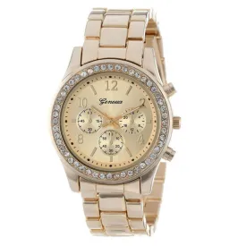 HL2017Faux Chronograph Quartz Plated Classic Round Ladies Women Crystals Watch Gift  Women's Watches relogio feminino masculino