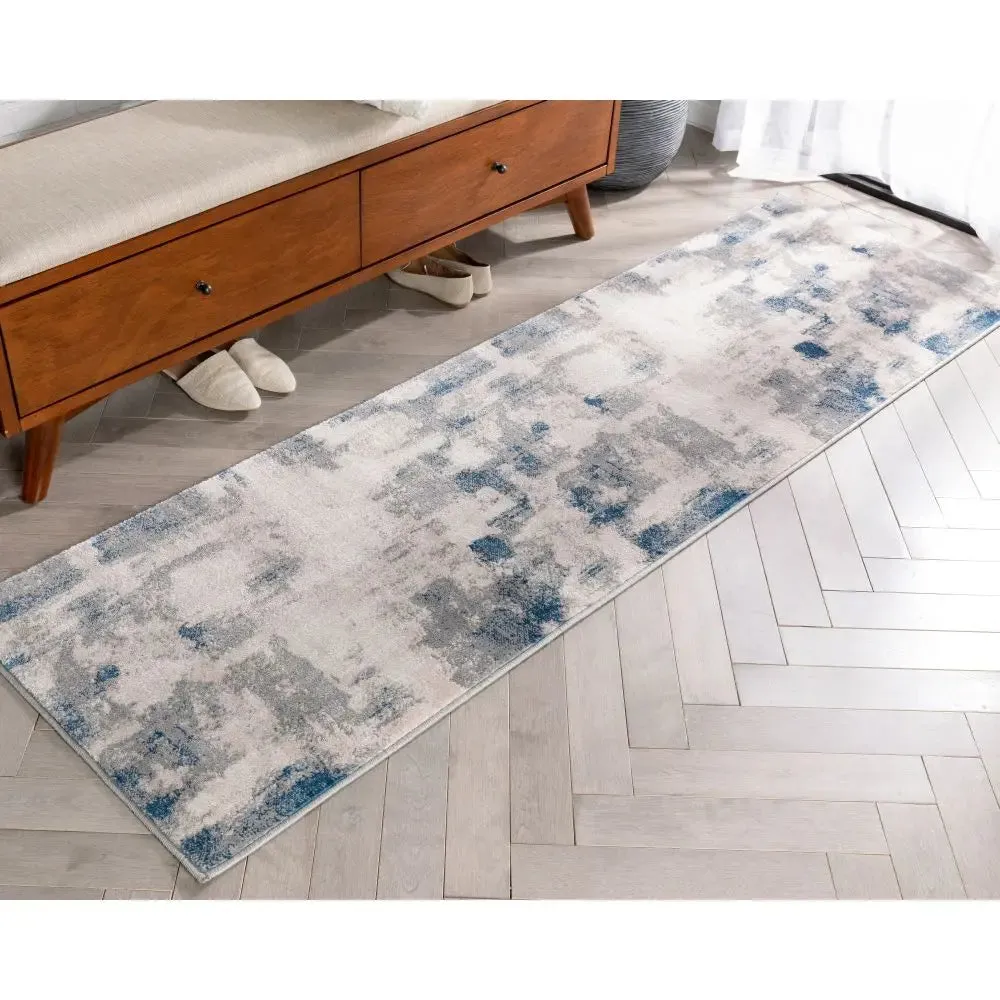 Kalia Modern Abstract Grey Blue Rug
