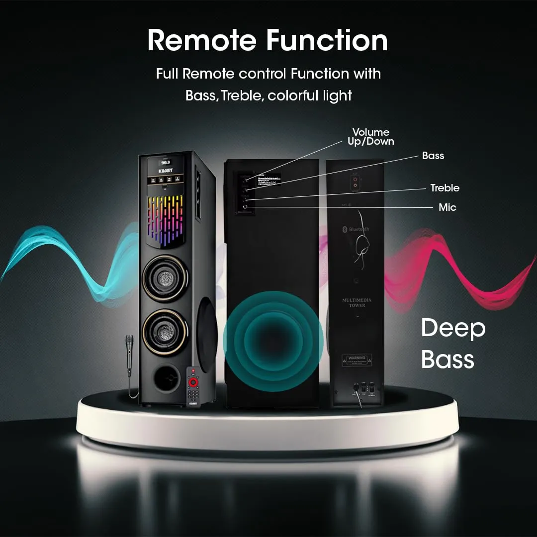 Kivart SoundBox | 80W output | Karaoke Microphone | RGB Lights | TWS Function | Bluetooth 5.0