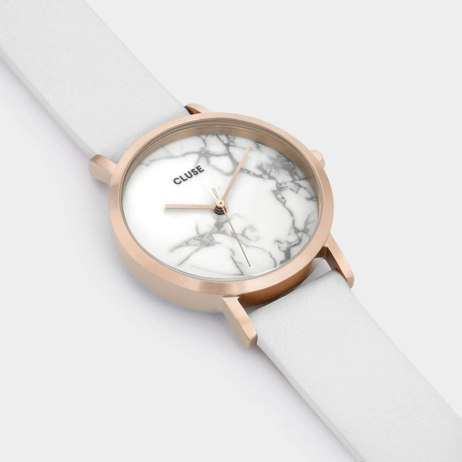 La Roche Petite Leather White Marble, Rose Gold Colour