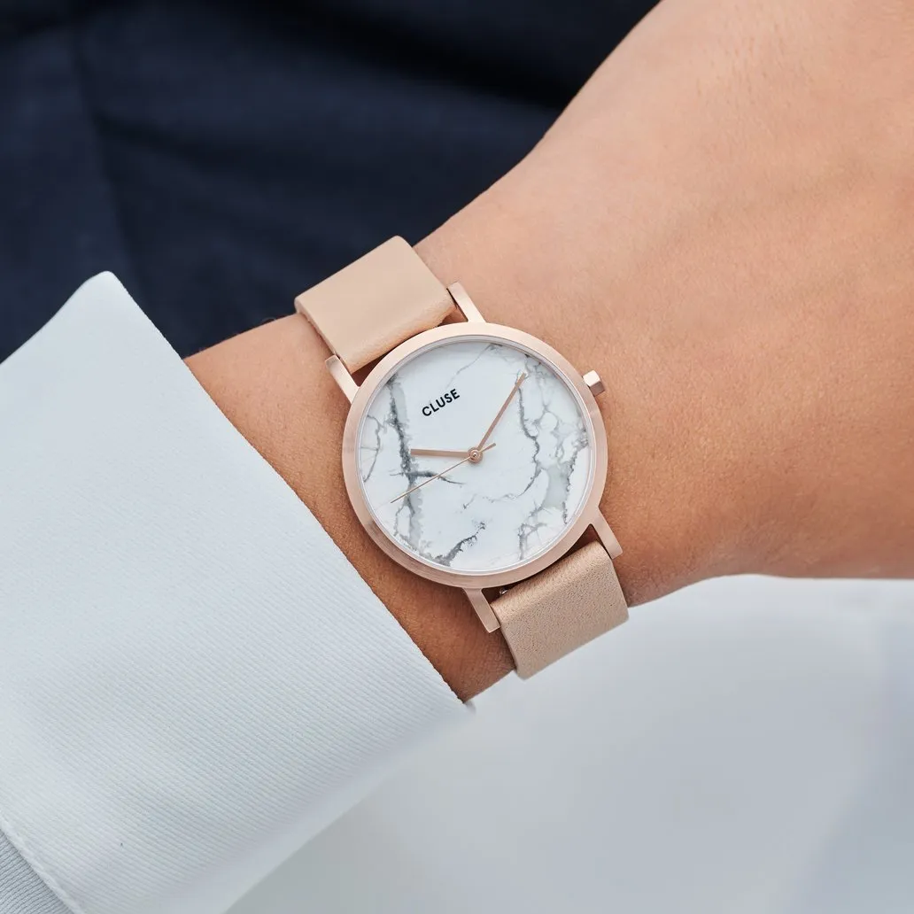 La Roche Petite Rose Gold White Marble/Nude