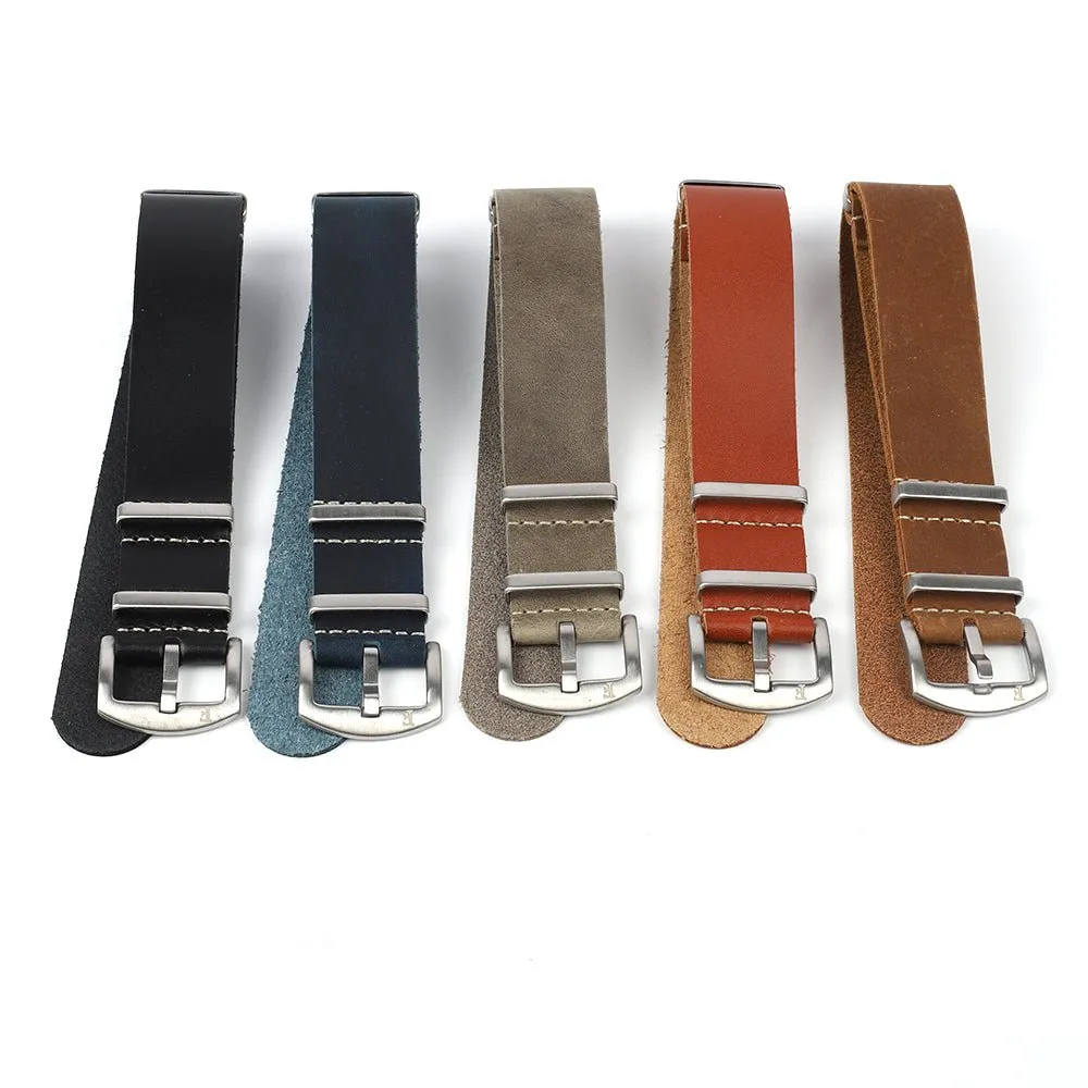 Leather Watch Strap Navy 22 MM