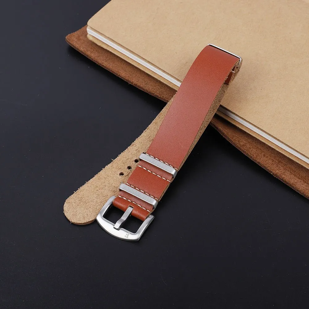 Leather Watch Strap Red Brown 22 MM
