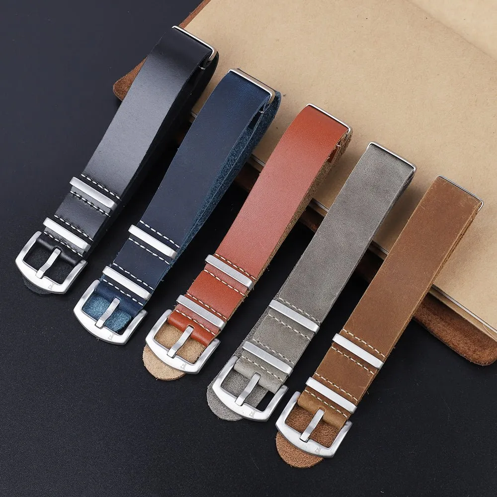 Leather Watch Strap Red Brown 22 MM