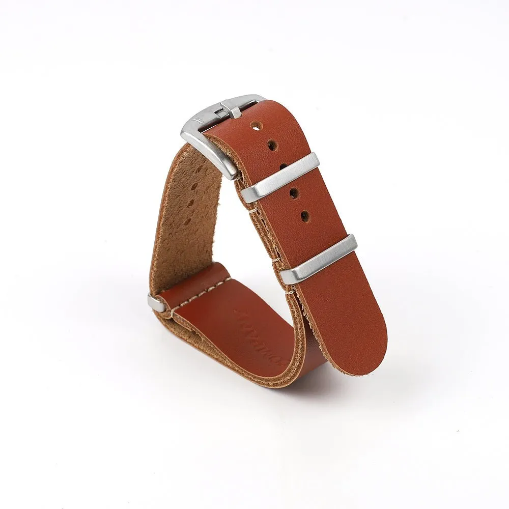 Leather Watch Strap Red Brown 22 MM