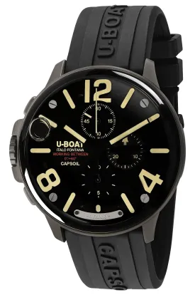 Limited Edition U-Boat Capsoil Titanio Chronograph Titanium Black Dial Black Rubber Strap Swiss Electro-mechanical Mens Watch 8897