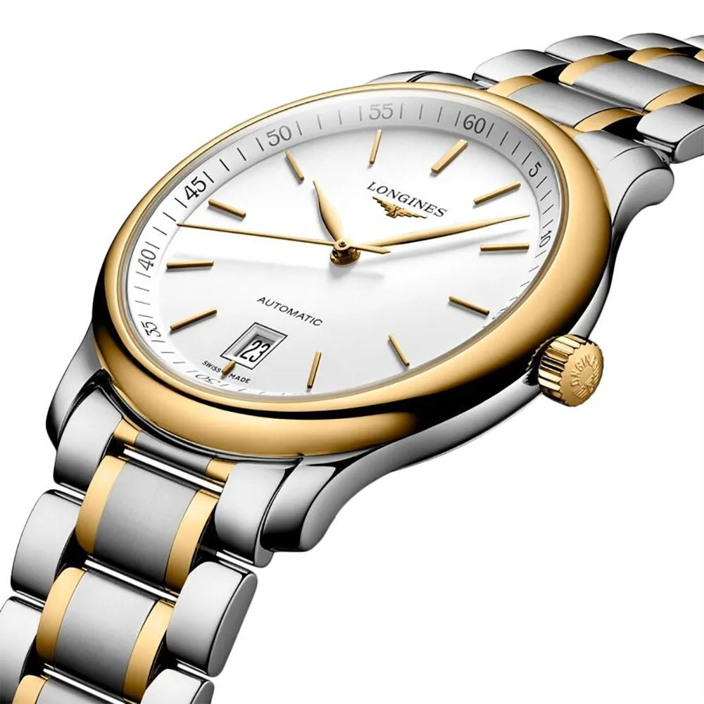 Longines Master Collection Automatic 18k Yellow Gold and Steel White Dial Date Mens Watch L2.628.5.12.7