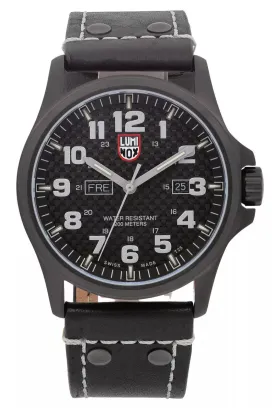 Luminox Atacama Field Gunmetal PVD Black Dial Black Leather Strap Day/Date Divers Quartz Mens Watch XL.1921