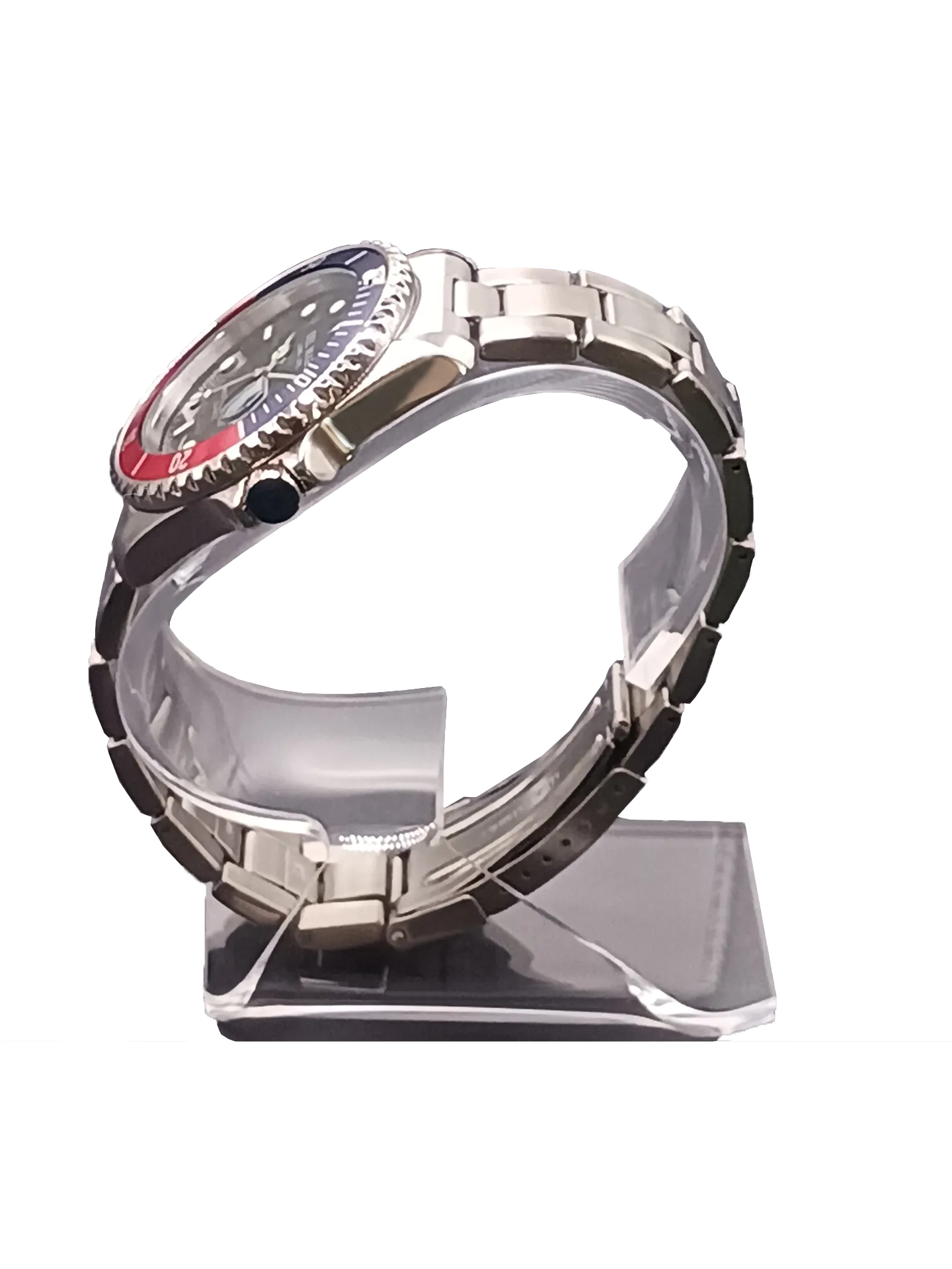 Men's Classic Coronado Black Face, Blue & Red Bezel Watch #50127