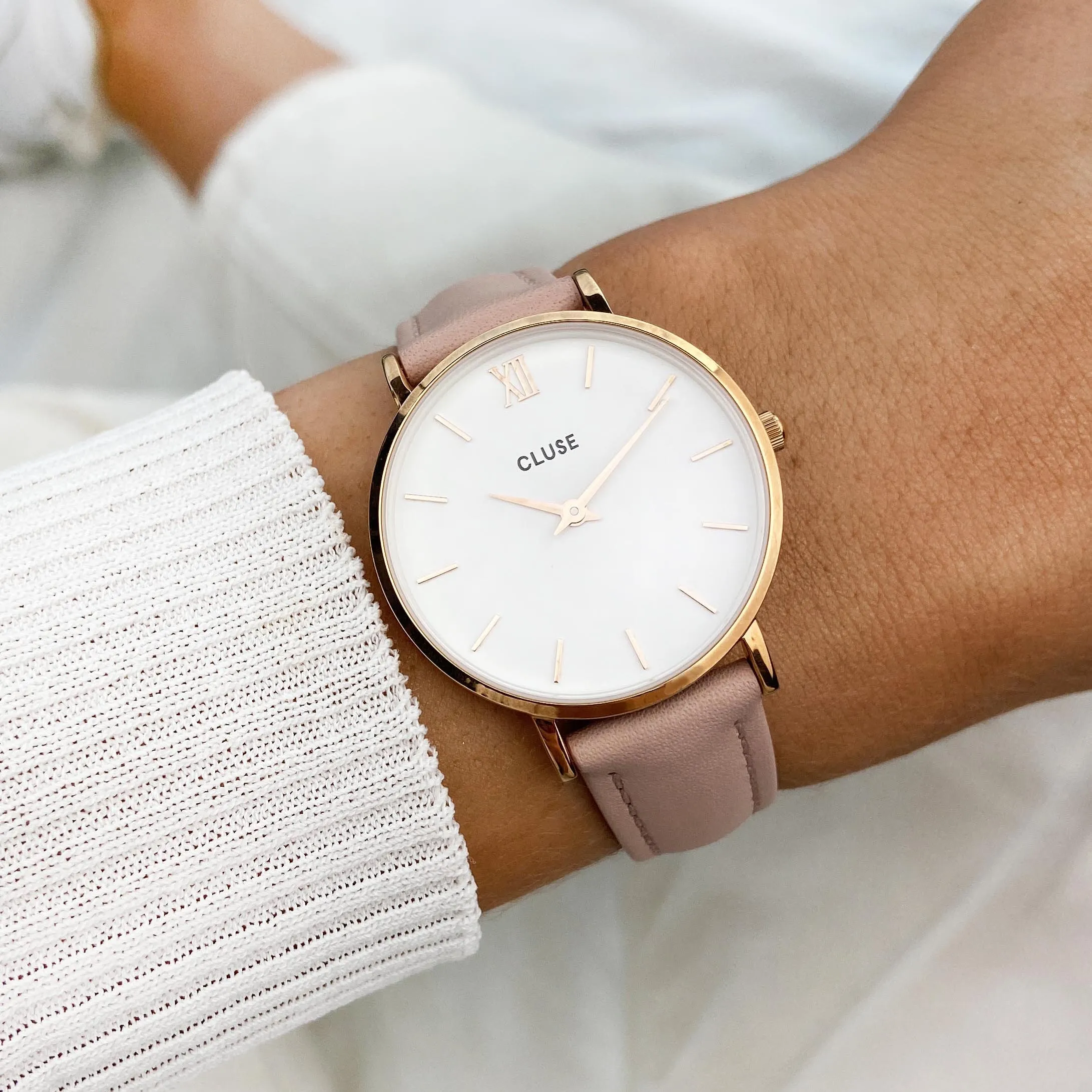 Minuit Leather Pink, Rose Gold Colour