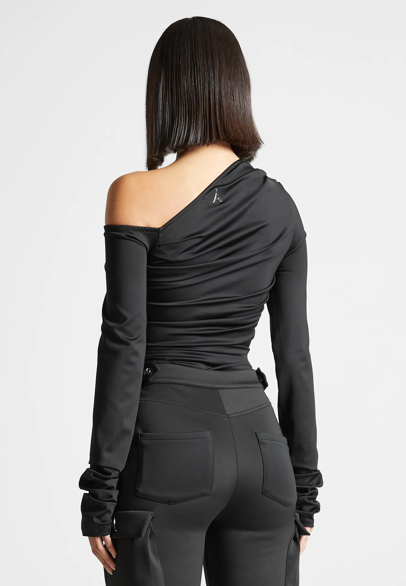 Neoprene Gathered Bodysuit - Black
