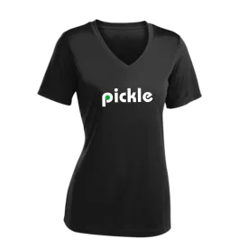 Pickle (Customizable) | Women's Short Sleeve V-Neck Pickleball Shirts | 100% Polyester