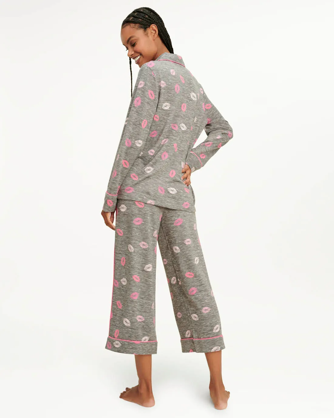 Pillow Soft Long Sleeve PJ Set in Charcoal Kiss