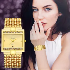 Quartz Stainless Steel Rhinestone Crystal Watch