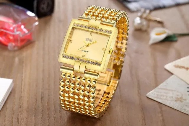 Quartz Stainless Steel Rhinestone Crystal Watch