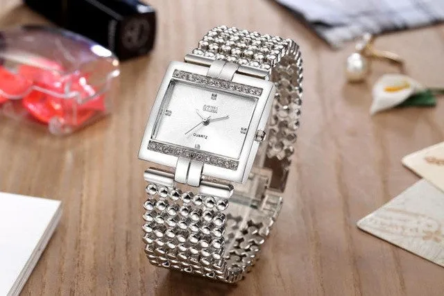 Quartz Stainless Steel Rhinestone Crystal Watch